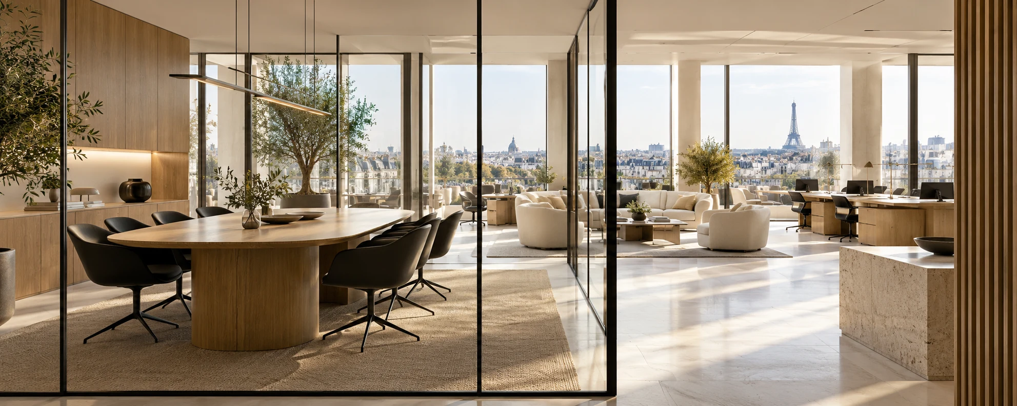 Concept architectural d’un espace de travail lumineux / Architectural workplace concept